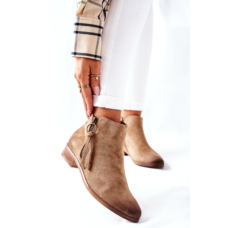 Vinceza Botas quentes de camurça feminina Bege Janice 2