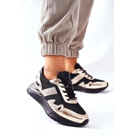 Vinceza Tênis feminino esportivo preto e dourado Manitoba 2