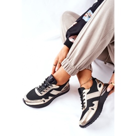 Vinceza Tênis feminino esportivo preto e dourado Manitoba 1