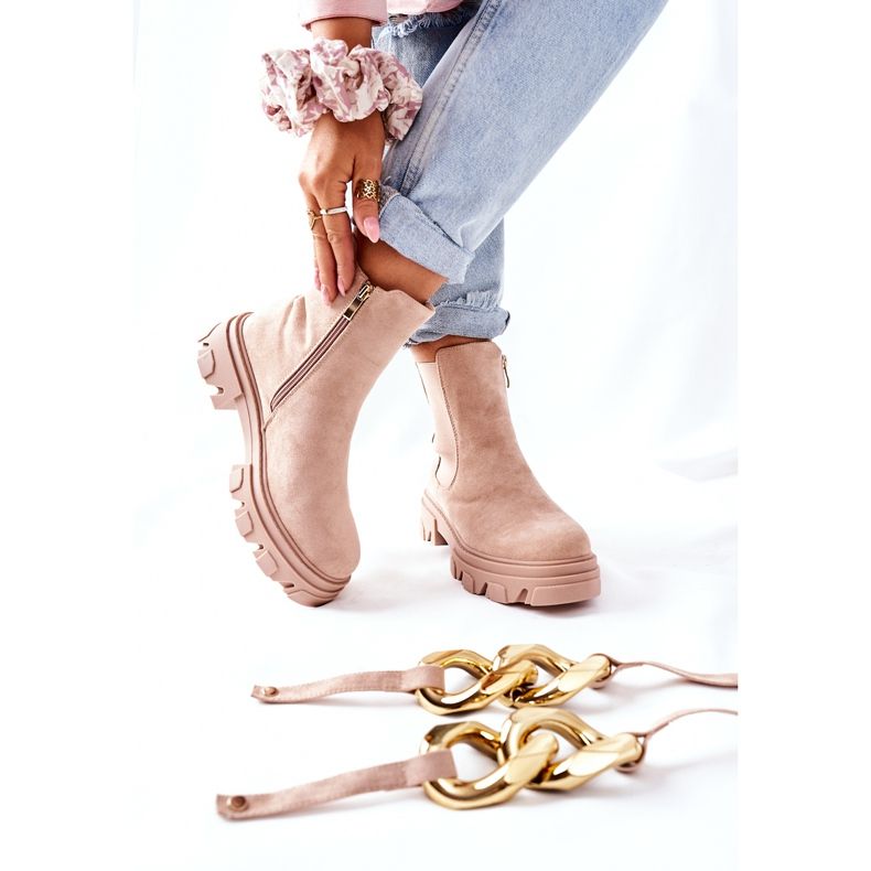 S.Barski Botas quentes femininas Botas Jodhpur Beige Visione bege 1