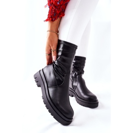 S.Barski Botas duplas pretas femininas com haste elástica preto 2