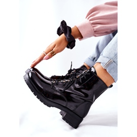 S.Barski Botas femininas envernizadas maniana negra preto 1