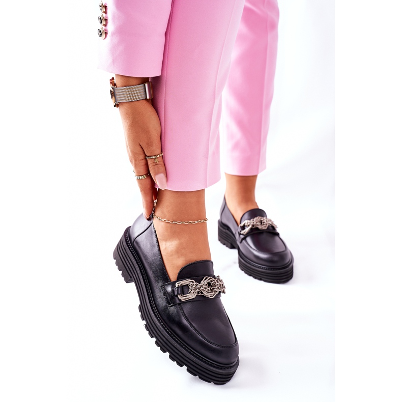 Mocassins Mocassins de Couro Preto Laura Messi 2383 2