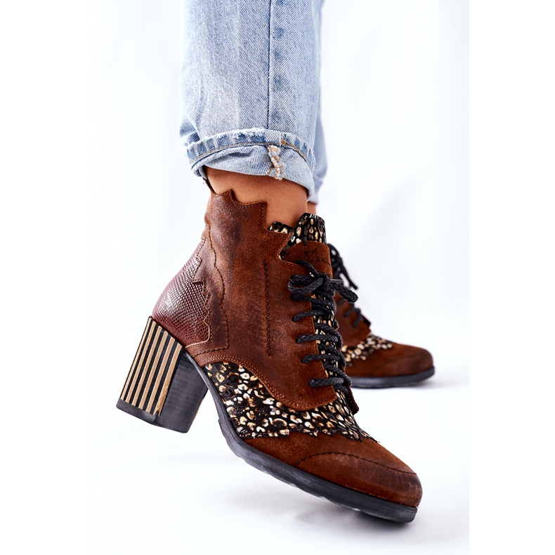 Botas femininas de couro Maciejka Brown 03190-02 castanho 2