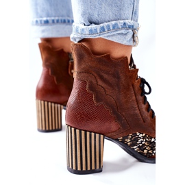 Botas femininas de couro Maciejka Brown 03190-02 castanho 1