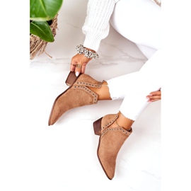 Botas perfuradas com recortes, Camel Western bege 1