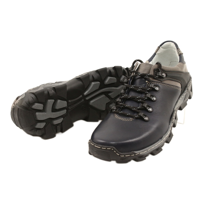 Bednarek Polish Shoes Sapatos de couro masculinos para caminhada 116 azul marinho cinza 3