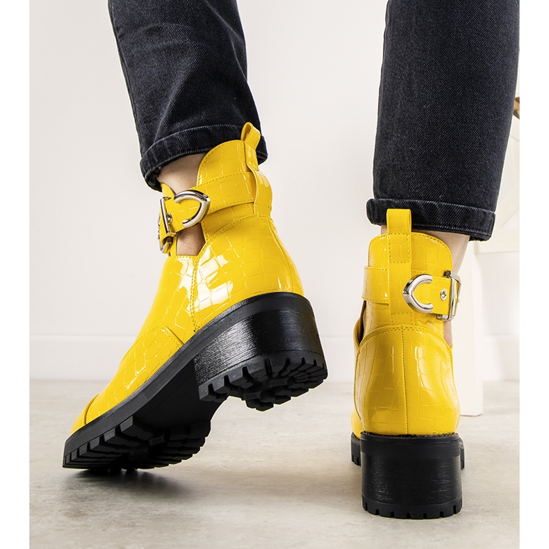Botas amarelas no padrão de pele de crocodilo Hadley amarelo 1