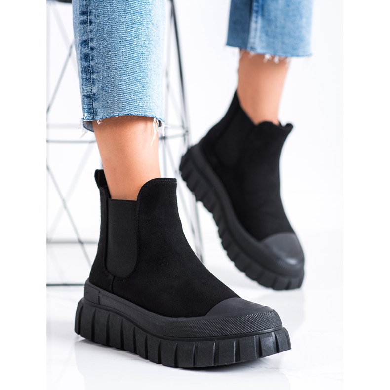 SHELOVET Botas elegantes da Chelsea na plataforma preto 2