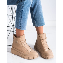 SHELOVET Tênis com couro ecológico na plataforma bege 2