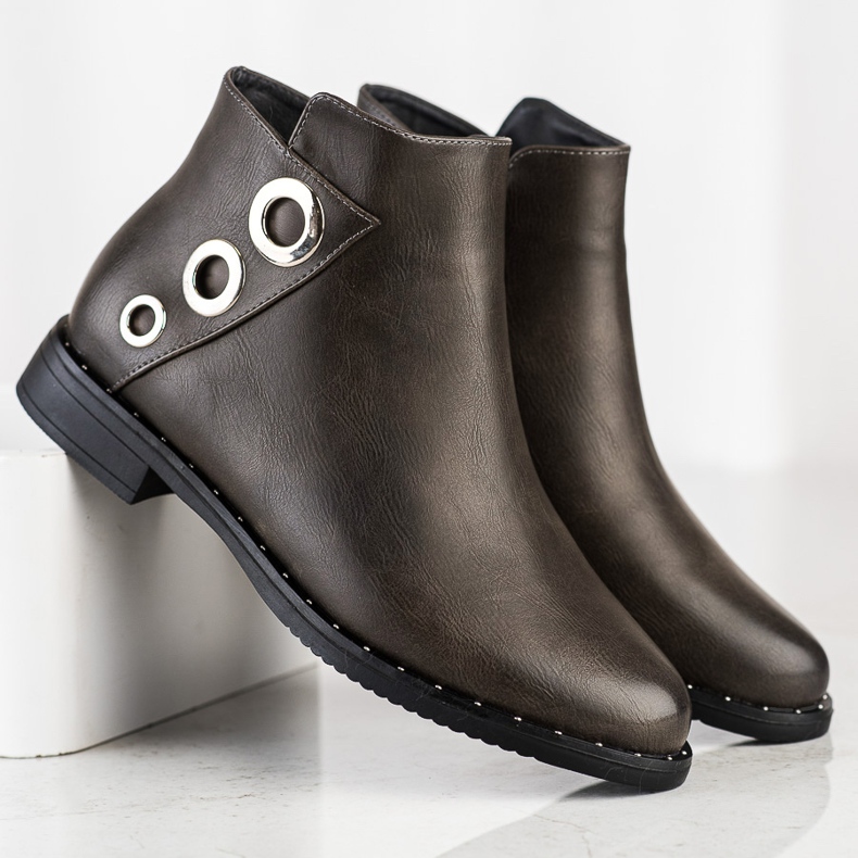 Goodin Botas com enfeites de prata marrom 1