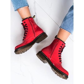 Queentina Botas de caminhada elegantes laqueadas vermelho 1