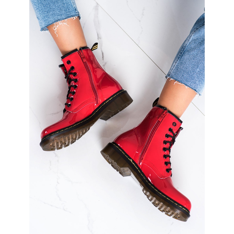 Queentina Botas de caminhada elegantes laqueadas vermelho 1
