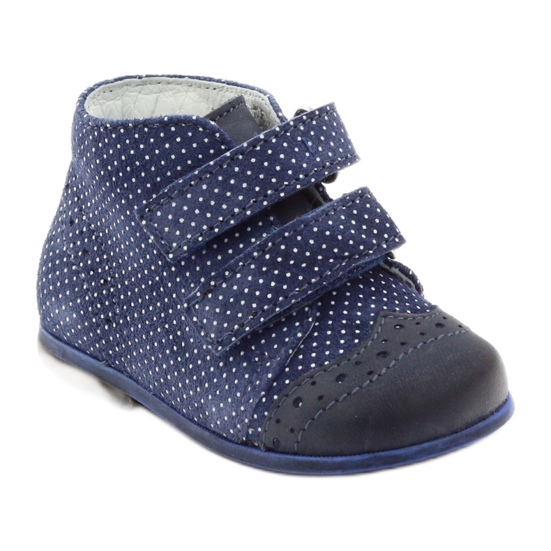 Botas de couro femininas Velcro azul marinho DOTS HUGOTTI branco 1