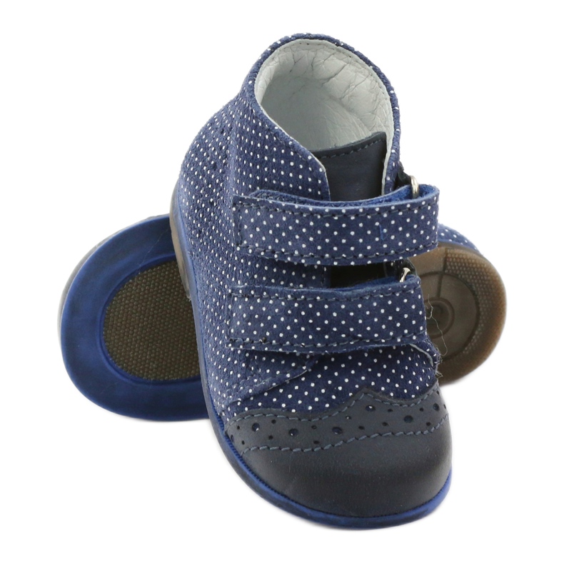 Botas de couro femininas Velcro azul marinho DOTS HUGOTTI branco 3