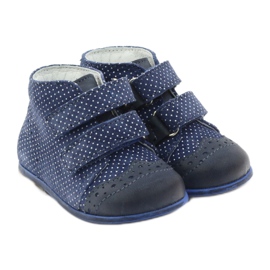 Botas de couro femininas Velcro azul marinho DOTS HUGOTTI branco 4