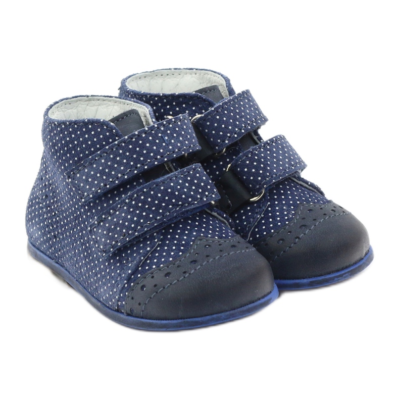 Botas de couro femininas Velcro azul marinho DOTS HUGOTTI branco 4