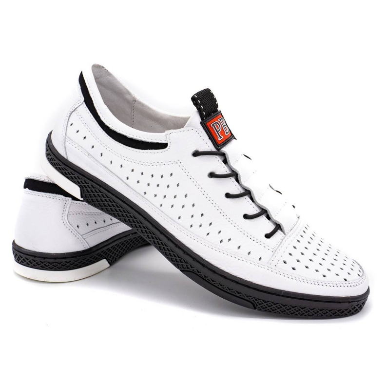 Polbut Sapatos de verão de couro masculino K22 branco 3
