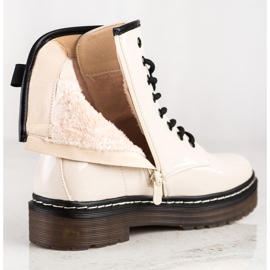 SHELOVET Botas de trabalhador bege com pele 1 SHELOVET Botas de trabalhador bege com pele 1