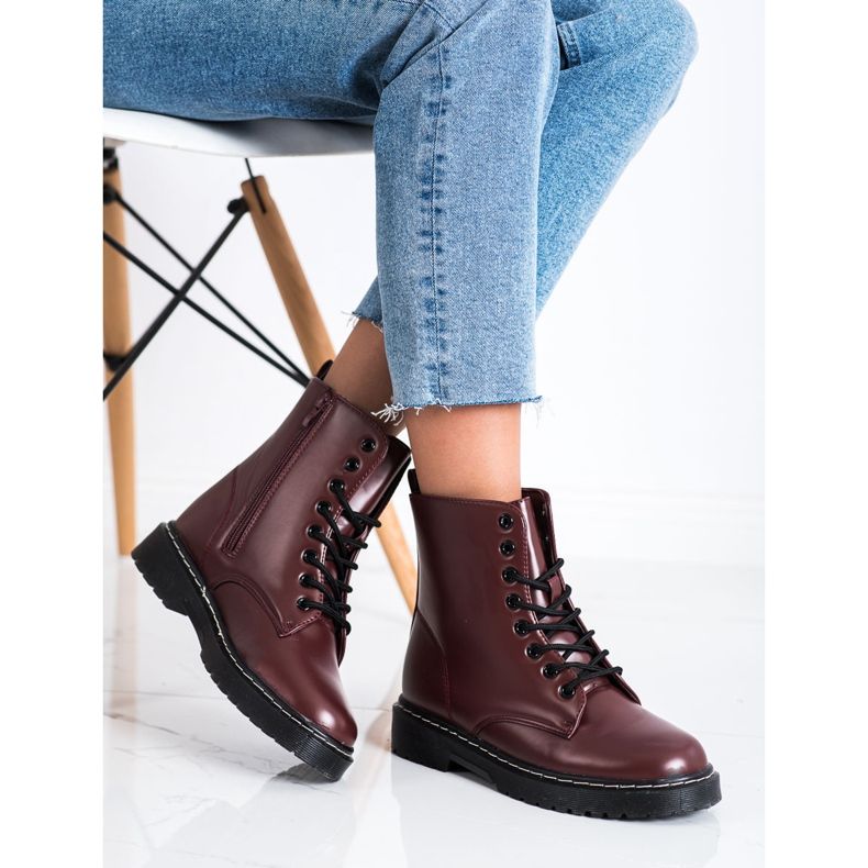 SHELOVET Botas elegantes de amarrar vermelho 1