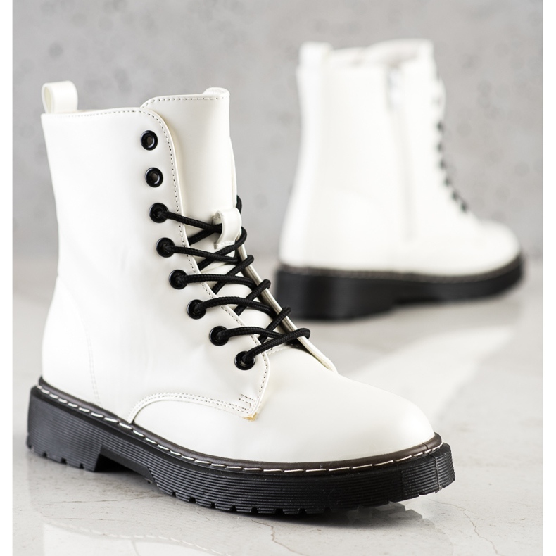 SHELOVET Botas elegantes de amarrar branco 1
