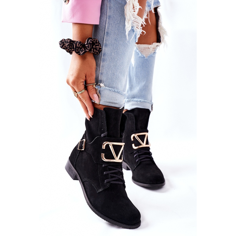 Botas pretas de camurça feminina Nicole 2676 preto 2