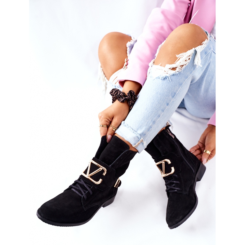 Botas pretas de camurça feminina Nicole 2676 preto 1