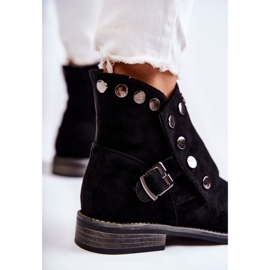 S.Barski Botas femininas de camurça com fivela S. Barski Black Merk preto 2