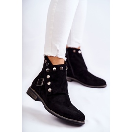 S.Barski Botas femininas de camurça com fivela S. Barski Black Merk preto 1