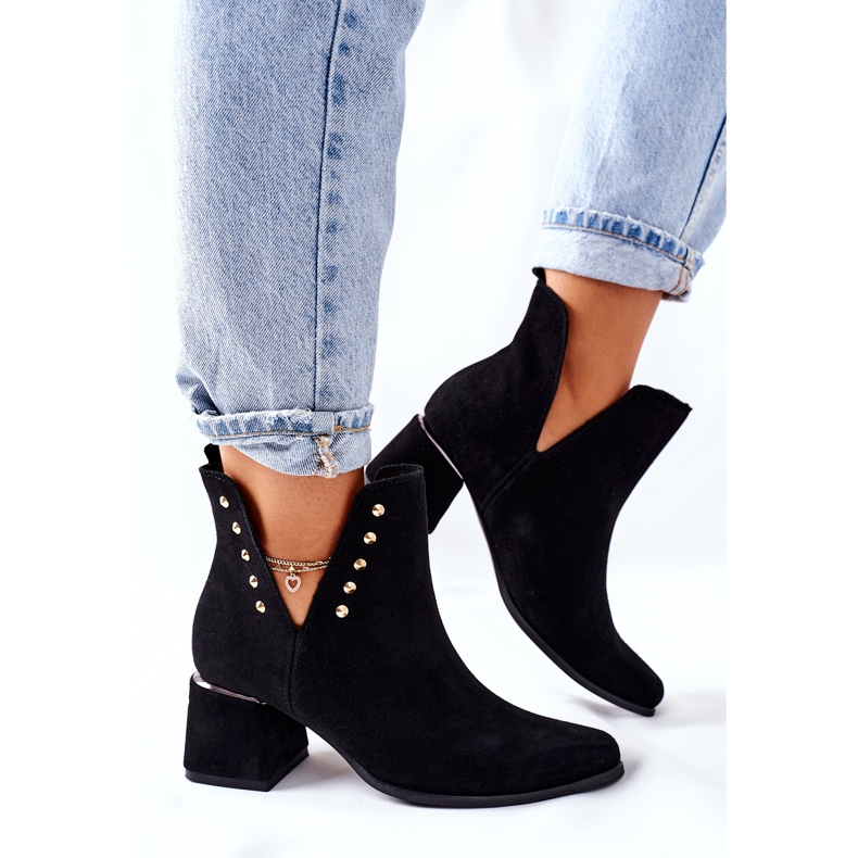 Lewski Shoes Botas femininas de camurça com recortes Lewski preto 3074 / B 2