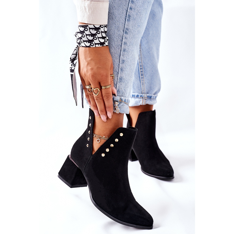 Lewski Shoes Botas femininas de camurça com recortes Lewski preto 3074 / B 1