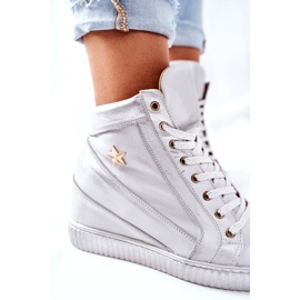 Lewski Shoes Sapatos esportivos femininos em couro Lewski prata 3079 1