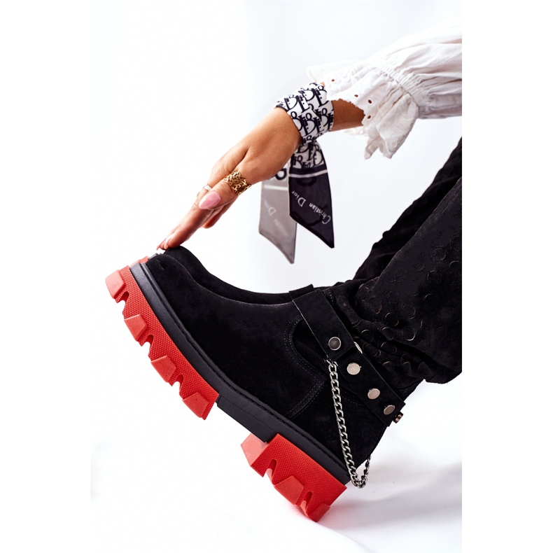 Lewski Shoes Botas femininas de couro Lewski preto camurça 2866 1