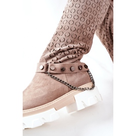 Lewski Shoes Botas femininas de couro Lewski Cappuccino camurça 2866 marrom 1