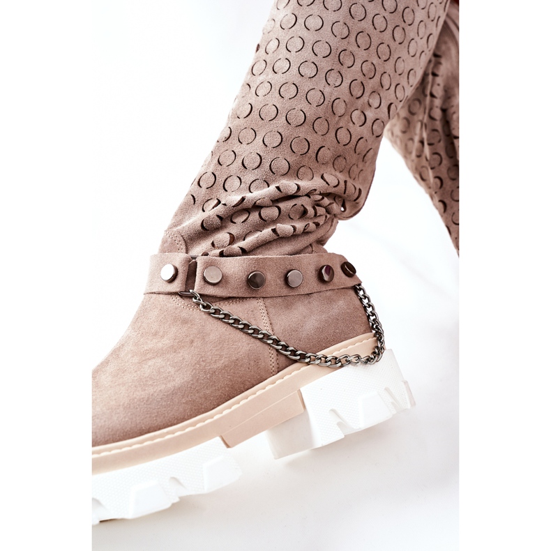 Lewski Shoes Botas femininas de couro Lewski Cappuccino camurça 2866 marrom 1