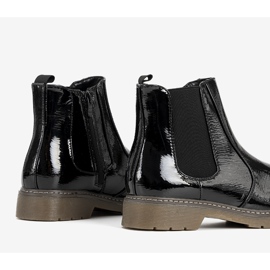 Botas Losaria femininas com patente preta preto 1 Botas Losaria femininas com patente preta preto 1