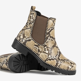 Botins bege com padrão de pele de cobra Aynna 1 Botins bege com padrão de pele de cobra Aynna 1