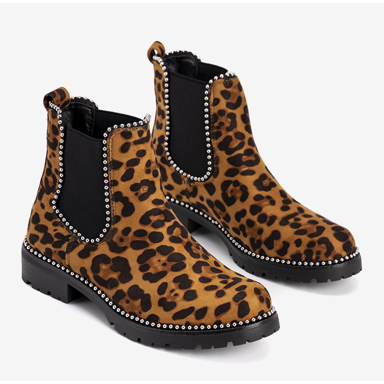 Botas marrons com padrão de leopardo Patty marrom preto 1