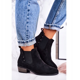 J. Star Botas femininas clássicas Chelsea Botas de camurça pretas preto 2