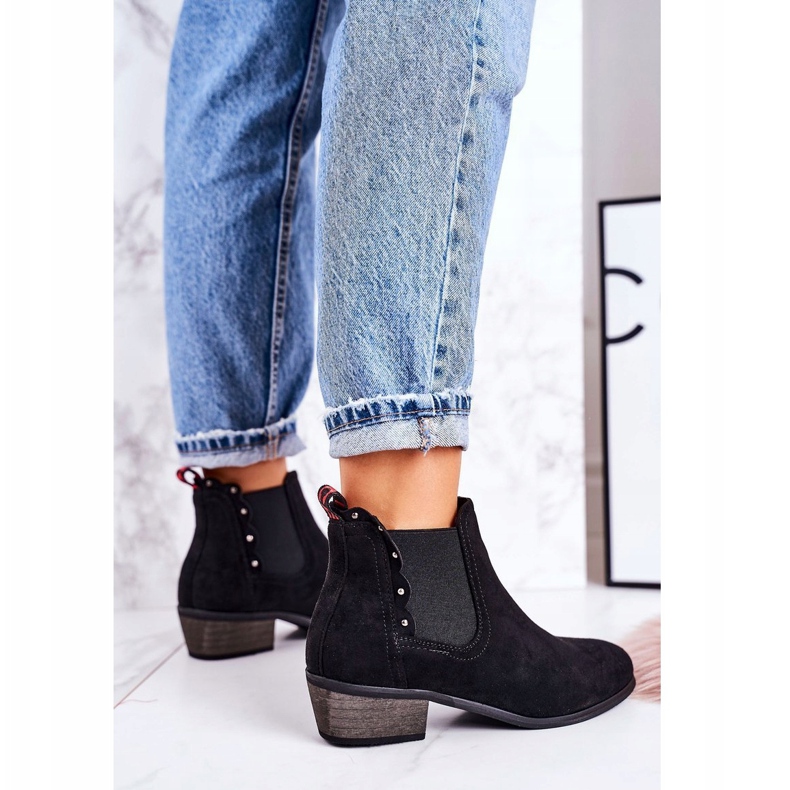 J. Star Botas femininas clássicas Chelsea Botas de camurça pretas preto 4