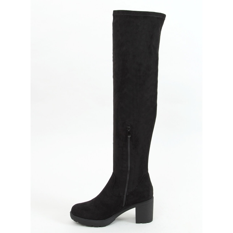 Botas acima do joelho com salto largo preto Y8603 Preto 1