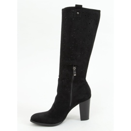 Botas pretas com salto aberto RT89956 Preto 1 Botas pretas com salto aberto RT89956 Preto 1