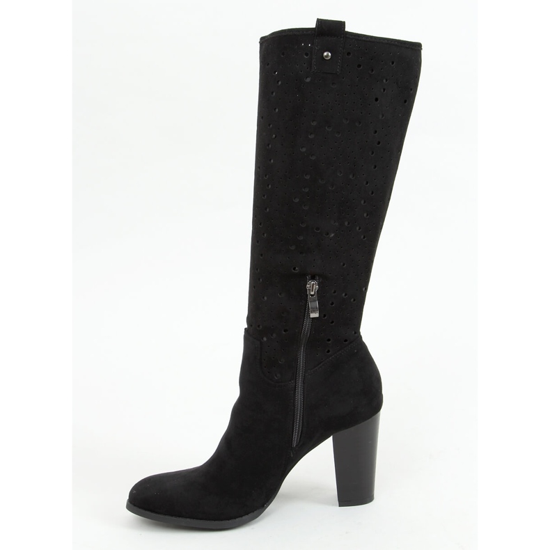 Botas pretas com salto aberto RT89956 Preto 1 Botas pretas com salto aberto RT89956 Preto 1
