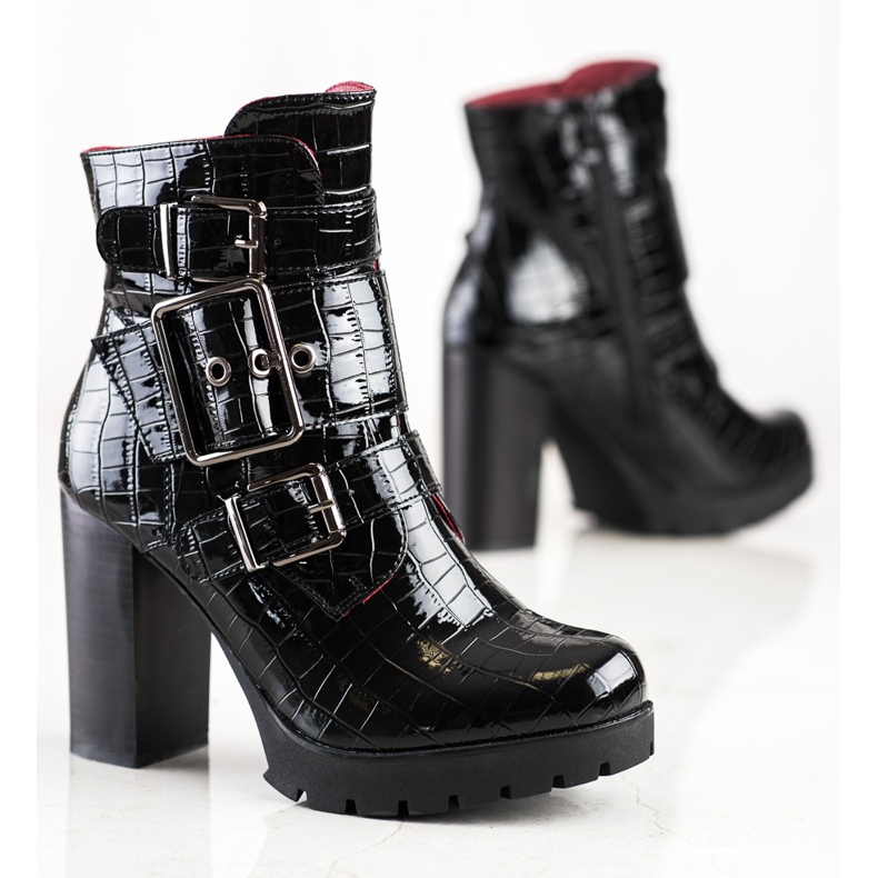 Erynn Botas de salto alto da moda preto 1