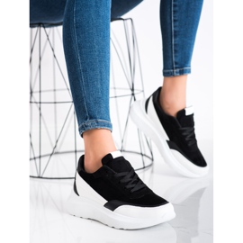 SHELOVET Tênis de camurça preta preto 2