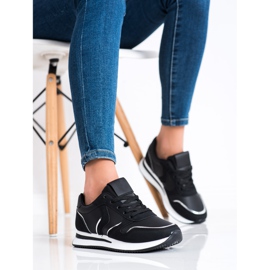 SHELOVET Calçados esportivos feitos de couro ecológico preto 1