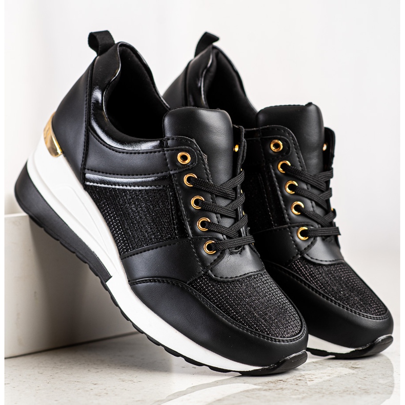 Diamantique Tênis Black Wedge preto 2