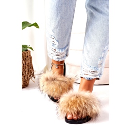 Chinelos com pele natural Camel Elsa 747 castanho 1