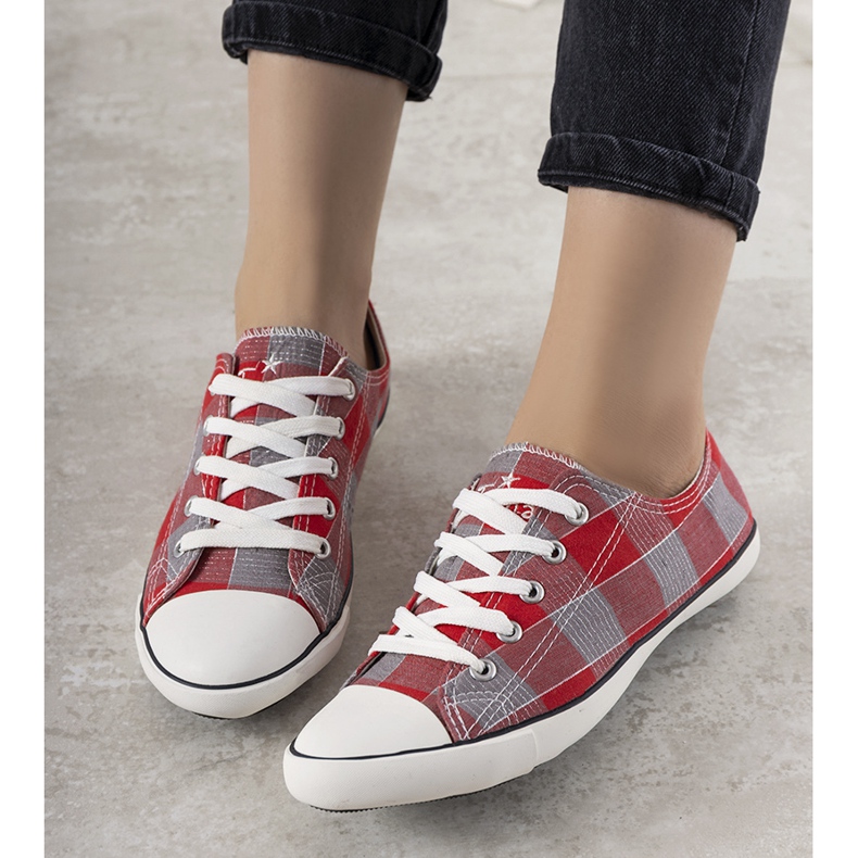 Tênis Red Checked Offices vermelho cinza 1