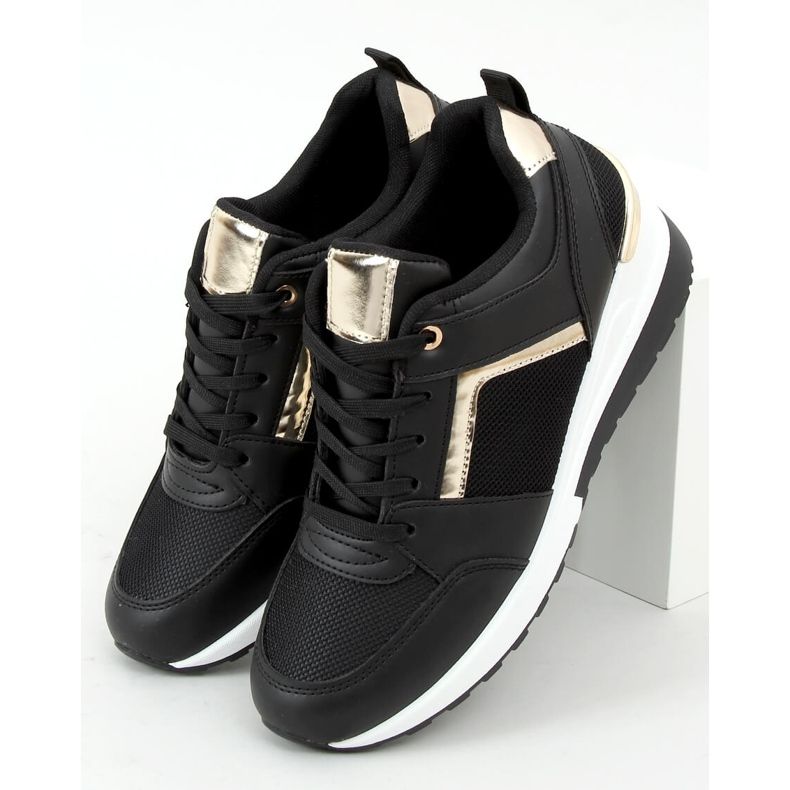 Sapatos esportivos de cunha preta AD-349 pretos 1